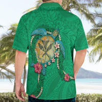 Hawaii Pikake and Maile Lei Hawaiian Shirt Honu Polynesian Pattern Green Color LT03 - Polynesian Pride