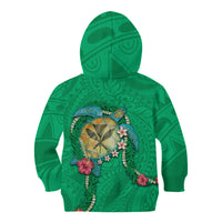 Hawaii Pikake and Maile Lei Kid Hoodie Honu Polynesian Pattern Green Color LT03 - Polynesian Pride
