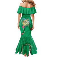 Hawaii Pikake and Maile Lei Mermaid Dress Honu Polynesian Pattern Green Color LT03 - Polynesian Pride