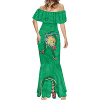 Hawaii Pikake and Maile Lei Mermaid Dress Honu Polynesian Pattern Green Color LT03 - Polynesian Pride