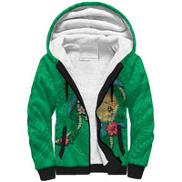 Hawaii Pikake and Maile Lei Sherpa Hoodie Honu Polynesian Pattern Green Color LT03 Unisex Green - Polynesian Pride