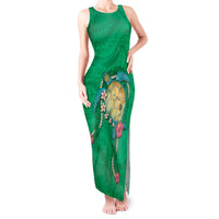 Hawaii Pikake and Maile Lei Tank Maxi Dress Honu Polynesian Pattern Green Color LT03 Women Green - Polynesian Pride