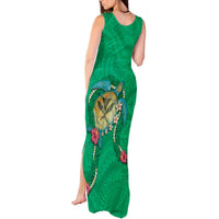 Hawaii Pikake and Maile Lei Tank Maxi Dress Honu Polynesian Pattern Green Color LT03 - Polynesian Pride