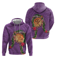 Hawaii Pikake and Maile Lei Hoodie Honu Polynesian Pattern Pink Color