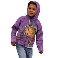 Hawaii Pikake and Maile Lei Kid Hoodie Honu Polynesian Pattern Pink Color LT03 - Polynesian Pride