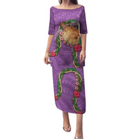 Hawaii Pikake and Maile Lei Puletasi Honu Polynesian Pattern Pink Color