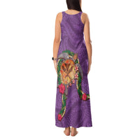 Hawaii Pikake and Maile Lei Tank Maxi Dress Honu Polynesian Pattern Pink Color LT03 - Polynesian Pride