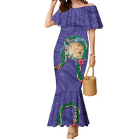 Hawaii Pikake and Maile Lei Mermaid Dress Honu Polynesian Pattern Purple Color LT03 Women Purple - Polynesian Pride