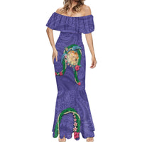 Hawaii Pikake and Maile Lei Mermaid Dress Honu Polynesian Pattern Purple Color LT03 - Polynesian Pride