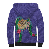 Hawaii Pikake and Maile Lei Sherpa Hoodie Honu Polynesian Pattern Purple Color LT03 - Polynesian Pride