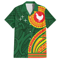 Manu'a Cession Day Family Matching Off Shoulder Maxi Dress and Hawaiian Shirt Polynesian Pattern LT03 Dad's Shirt - Short Sleeve Green - Polynesian Pride