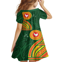 Manu'a Cession Day Kid Short Sleeve Dress Polynesian Pattern LT03 - Polynesian Pride