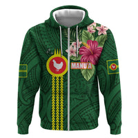 Manu'a Cession Day 120th Anniversary Hoodie Polynesian Pattern and Hibiscus Flower LT03 Zip Hoodie Green - Polynesian Pride