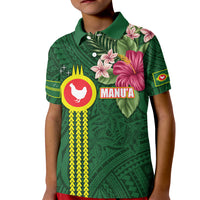 Manu'a Cession Day 120th Anniversary Kid Polo Shirt Polynesian Pattern and Hibiscus Flower