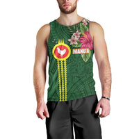 Manu'a Cession Day 120th Anniversary Men Tank Top Polynesian Pattern and Hibiscus Flower