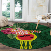 Manu'a Cession Day 120th Anniversary Round Carpet Polynesian Pattern and Hibiscus Flower LT03 - Polynesian Pride