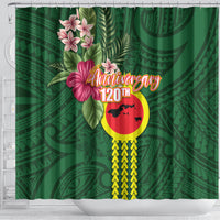 Manu'a Cession Day 120th Anniversary Shower Curtain Polynesian Pattern and Hibiscus Flower