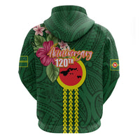 Manu'a Cession Day 120th Anniversary Zip Hoodie Polynesian Pattern and Hibiscus Flower