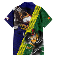 Manu'a Island and American Samoa Family Matching Off Shoulder Short Dress and Hawaiian Shirt Rooster and Eagle Mascot