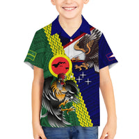 Manu'a Island and American Samoa Kid Hawaiian Shirt Rooster and Eagle Mascot LT03 Kid Green - Polynesian Pride