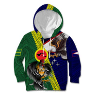 Manu'a Island and American Samoa Kid Hoodie Rooster and Eagle Mascot LT03 Hoodie Green - Polynesian Pride