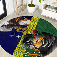 Manu'a Island and American Samoa Round Carpet Rooster and Eagle Mascot LT03 Green - Polynesian Pride
