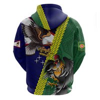 Manu'a Island and American Samoa Zip Hoodie Rooster and Eagle Mascot