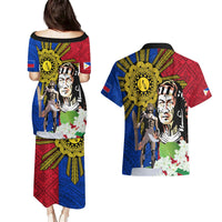 Philippines Lapu-Lapu Couples Matching Puletasi and Hawaiian Shirt Filipino Sun Tattoo With Yakan Pattern LT03 - Polynesian Pride