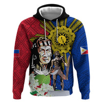 Philippines Lapu-Lapu Hoodie Filipino Sun Tattoo With Yakan Pattern LT03 Pullover Hoodie Red - Polynesian Pride