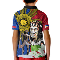Philippines Lapu-Lapu Kid Polo Shirt Filipino Sun Tattoo With Yakan Pattern