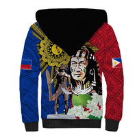 Philippines Lapu-Lapu Sherpa Hoodie Filipino Sun Tattoo With Yakan Pattern LT03 - Polynesian Pride