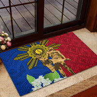 Philippines Lapu Lapu King Jasmine Flowers Rubber Doormat Filipino Sun Tattoo
