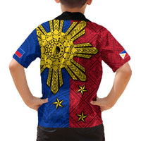 Philippines Sun Batok Tattoo Family Matching Short Sleeve Bodycon Dress and Hawaiian Shirt Polynesian and Yakan Pattern