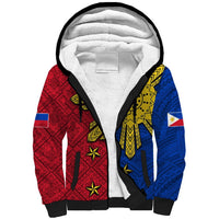 Philippines Sun Batok Tattoo Sherpa Hoodie Polynesian and Yakan Pattern LT03 Unisex Red - Polynesian Pride