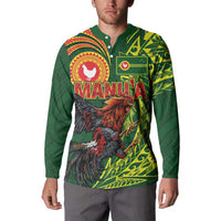 Proud of Manu'a Islands Button Sweatshirt Rooster and Polynesian Art Wing Style LT03 - Polynesian Pride