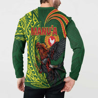 Proud of Manu'a Islands Button Sweatshirt Rooster and Polynesian Art Wing Style LT03 - Polynesian Pride