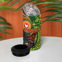 Proud of Manu'a Islands 4 in 1 Can Cooler Tumbler Rooster and Polynesian Art Wing Style