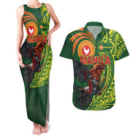 Proud of Manu'a Islands Couples Matching Tank Maxi Dress and Hawaiian Shirt Rooster and Polynesian Art Wing Style