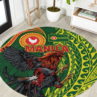 Proud of Manu'a Islands Round Carpet Rooster and Polynesian Art Wing Style