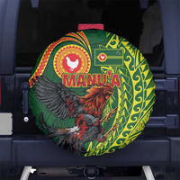 Proud of Manu'a Islands Spare Tire Cover Rooster and Polynesian Art Wing Style