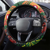 Proud of Manu'a Islands Steering Wheel Cover Rooster and Polynesian Art Wing Style