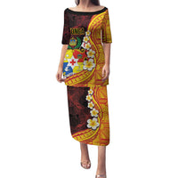 Tonga Culture Family Matching Puletasi and Hawaiian Shirt Ngatu Pattern with Plumeria and Hibiscus