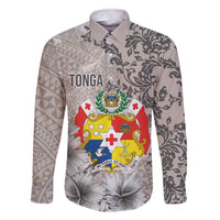 Tonga Culture Family Matching Off Shoulder Short Dress and Hawaiian Shirt Ngatu Pattern and Blooming Hibiscus