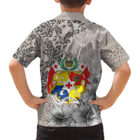 Tonga Culture Family Matching Short Sleeve Bodycon Dress and Hawaiian Shirt Ngatu Pattern and Blooming Hibiscus LT03 - Polynesian Pride