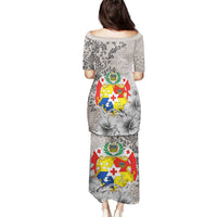 Tonga Culture Puletasi Ngatu Pattern and Blooming Hibiscus