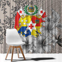 Tonga Culture Window Curtain Ngatu Pattern and Blooming Hibiscus
