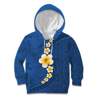 Polynesian Hibiscus and Plumeria with Tapa Pattern Kid Hoodie Blue Color LT03 Hoodie Blue - Polynesian Pride