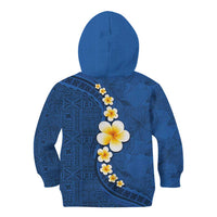 Polynesian Hibiscus and Plumeria with Tapa Pattern Kid Hoodie Blue Color LT03 - Polynesian Pride