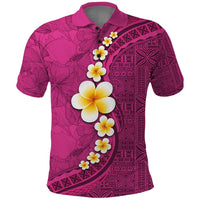 Polynesian Hibiscus and Plumeria with Tapa Pattern Polo Shirt Pink Color LT03 Pink - Polynesian Pride