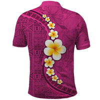 Polynesian Hibiscus and Plumeria with Tapa Pattern Polo Shirt Pink Color LT03 - Polynesian Pride